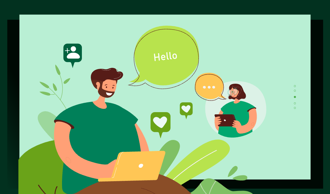 Girl and guy in love chatting online 1